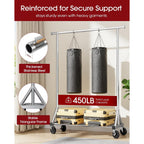 Heavy Duty Stainless Steel Rolling Clothes Rack With Mesh Shelf, Lockable Wheels & Anti-Slip Stoppers, Large Capacity Clothing Organizer For Bedroom, Laundry Room, 42.5" X 16.5" X 65.9", Silver