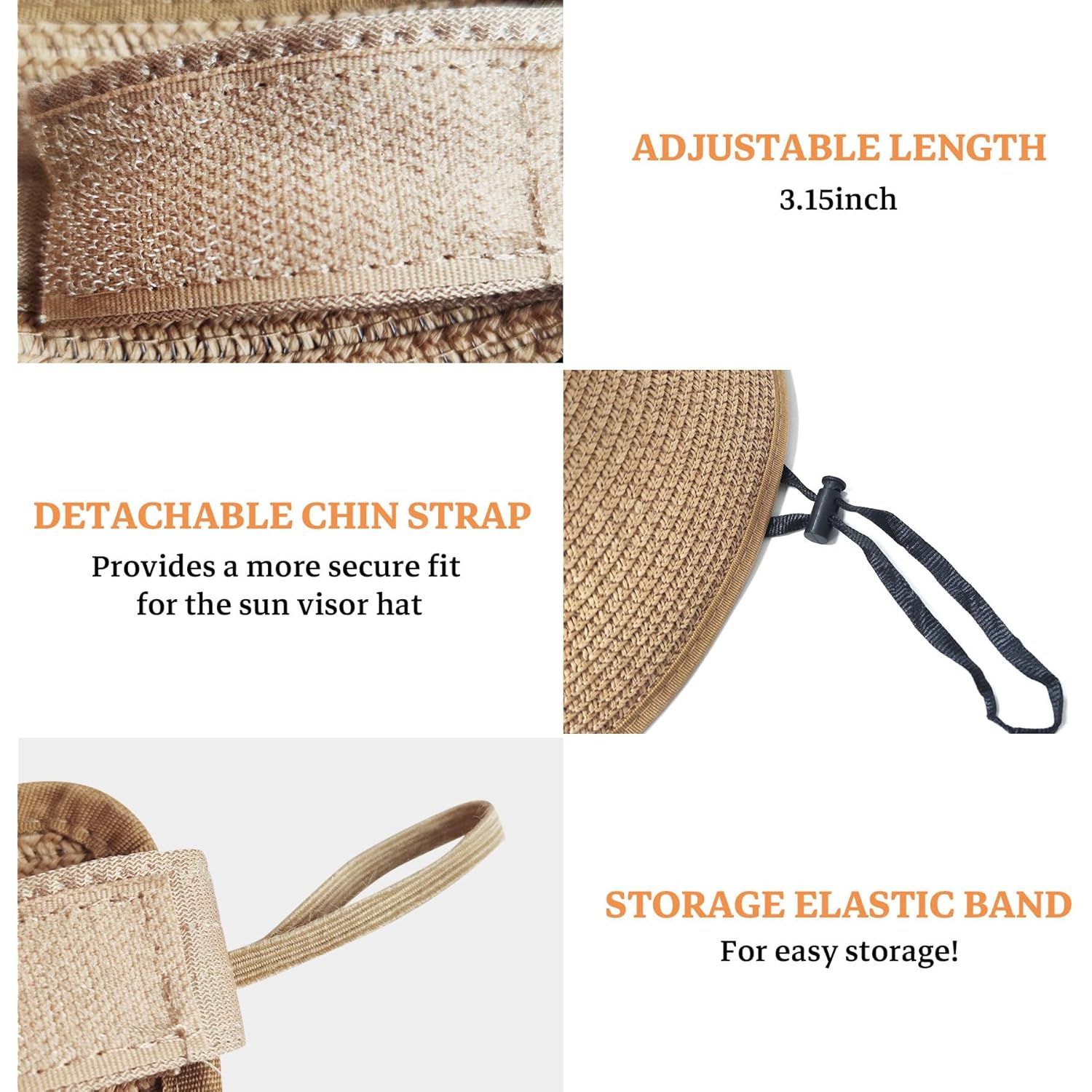 Sun Visor Hats for Women Straw Wide Brim Ponytail Beach Hat Packable Foldable UV Protection Travel Hats