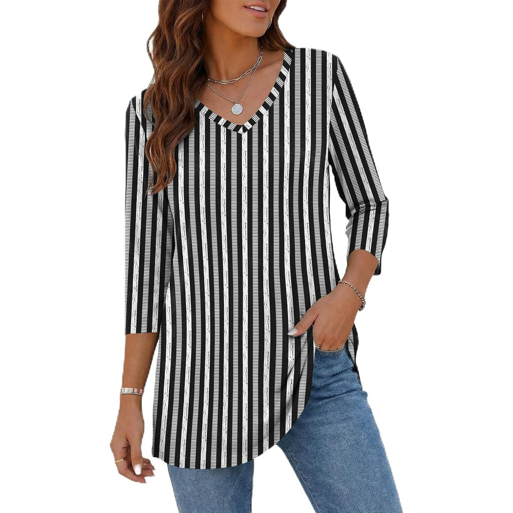 Rapbin Tunic Tops For Women Loose Fit Dressy 3/4 Sleeve V Neck T Shirts Spring Tops For Women 2026