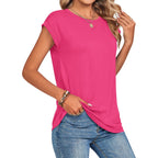 Zeagoo Womens Tops Summer Casual Cap Sleeve Tshirts Shirts Business Dressy Spring Fashion Outfits Trendy Clothes