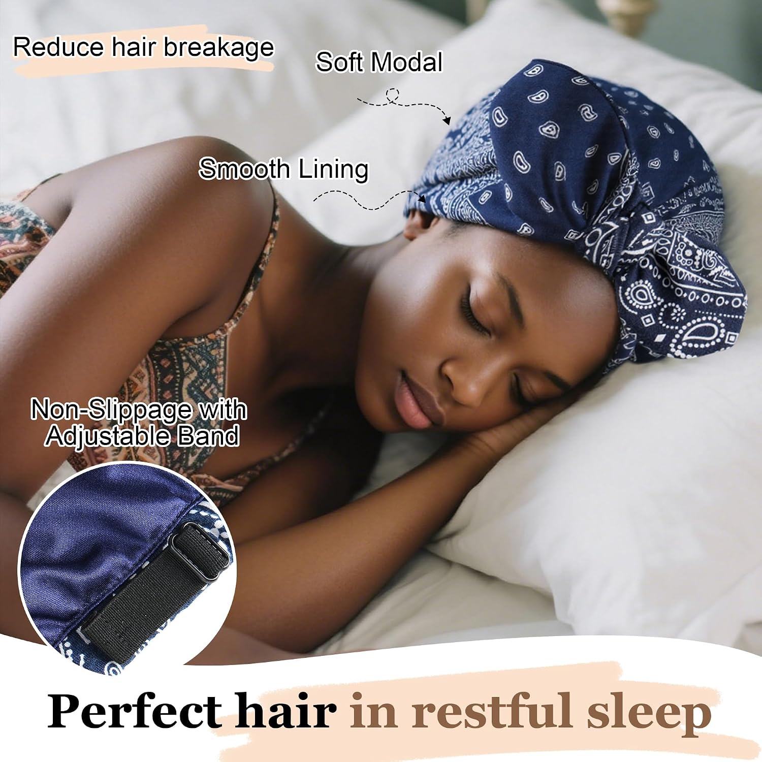 Satin Lined Beanies For Women Chemo Headwear Silky Lined Cotton Sleeping Cap