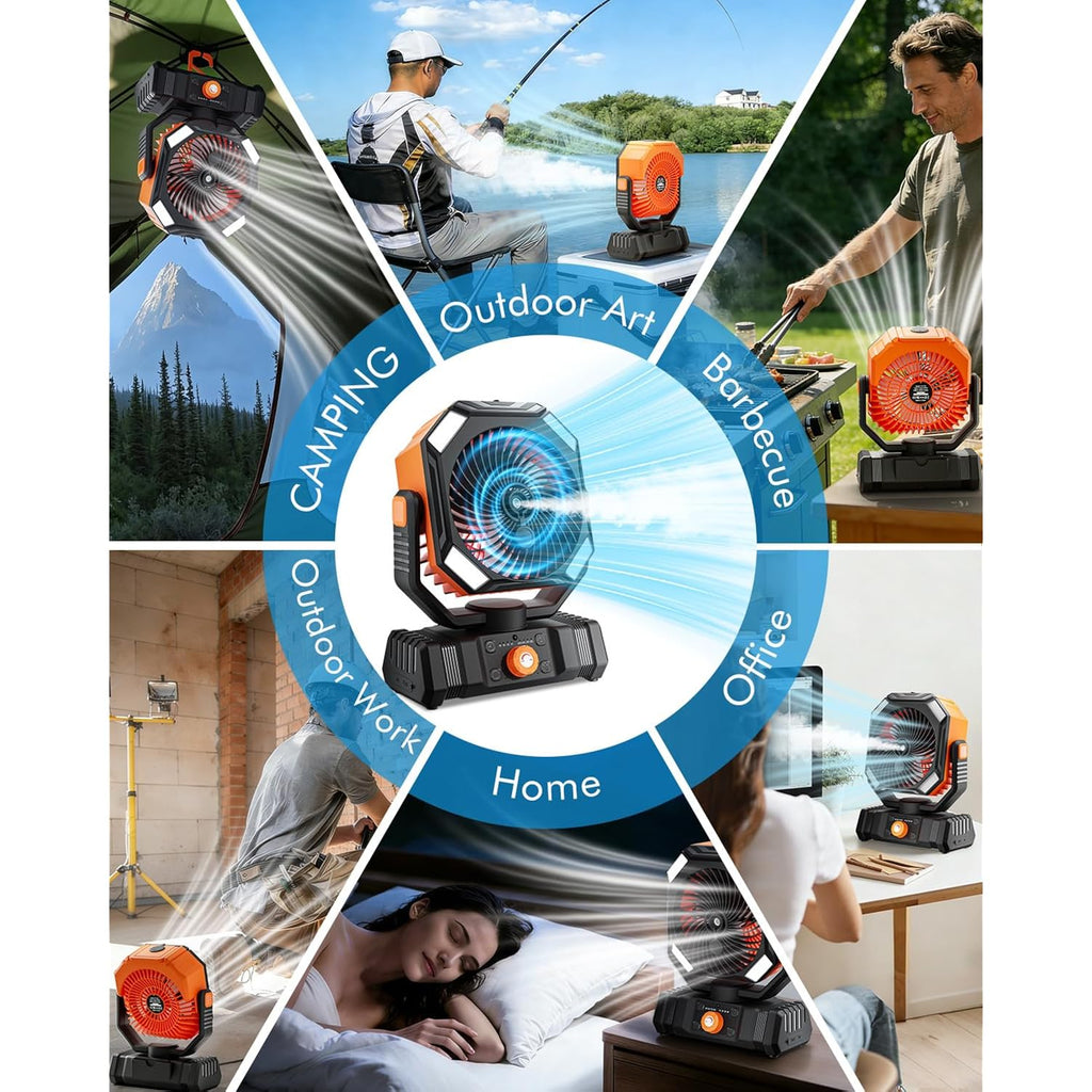 Portable Misting Fan With 20000Mah Usb Rechargeable Battery, 250Ml Water Tank & Led Lantern – Cooling Fan With Mister For Camping, Home, Tent, Beach, Picnic, Barbecue, Outdoor & Indoor Use