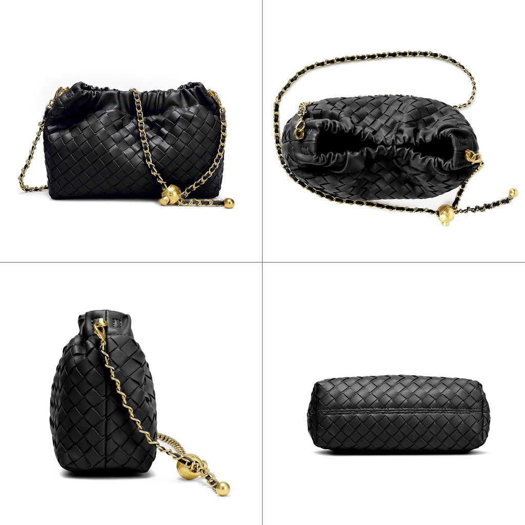 Joryin Woven Women'S Crossbody Bag & Evening Purse, Trendy Dumpling Clutch & Hobo Cloud Shoulder Bag Trendy Dumpling Clutch