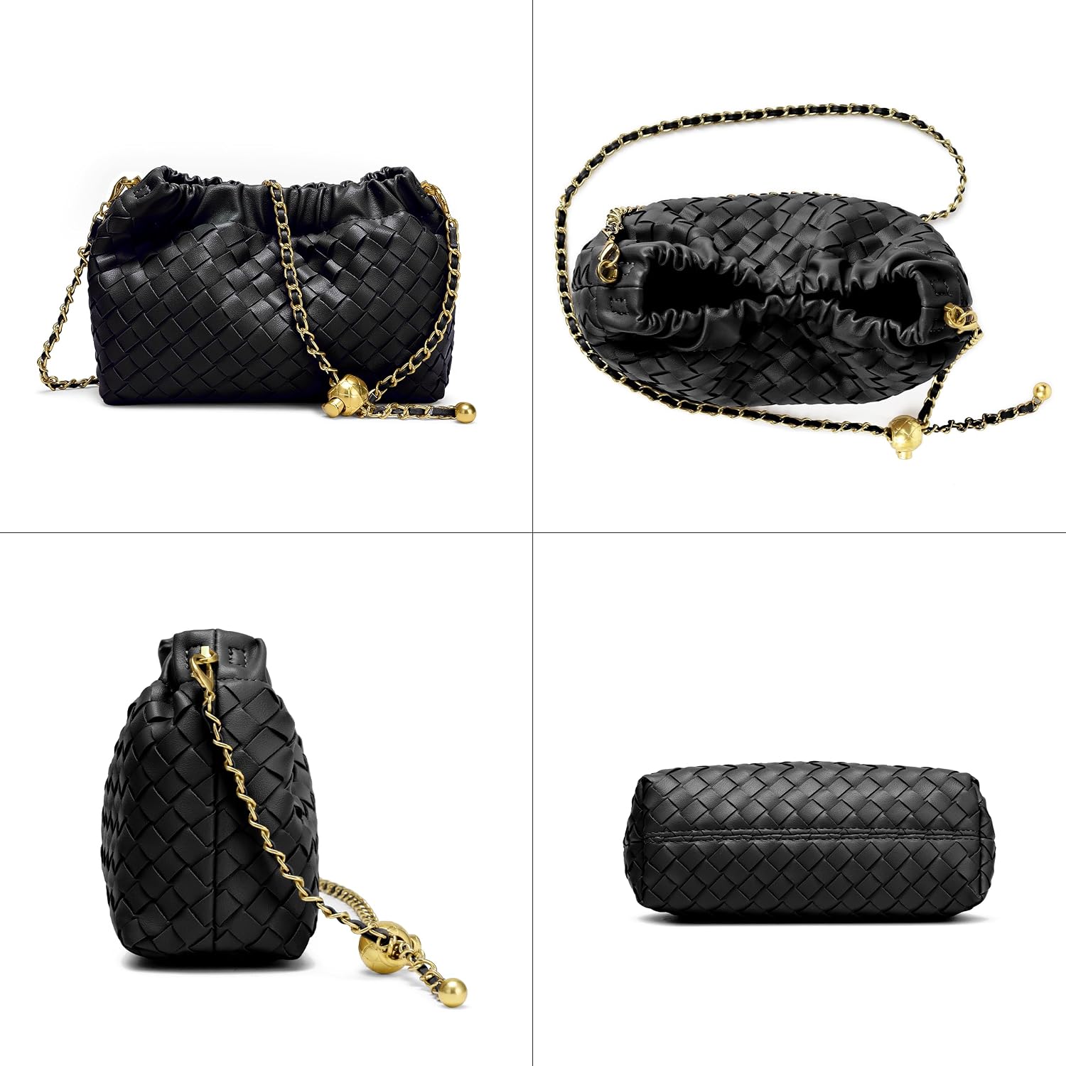 Joryin Woven Women'S Crossbody Bag & Evening Purse, Trendy Dumpling Clutch & Hobo Cloud Shoulder Bag Trendy Dumpling Clutch