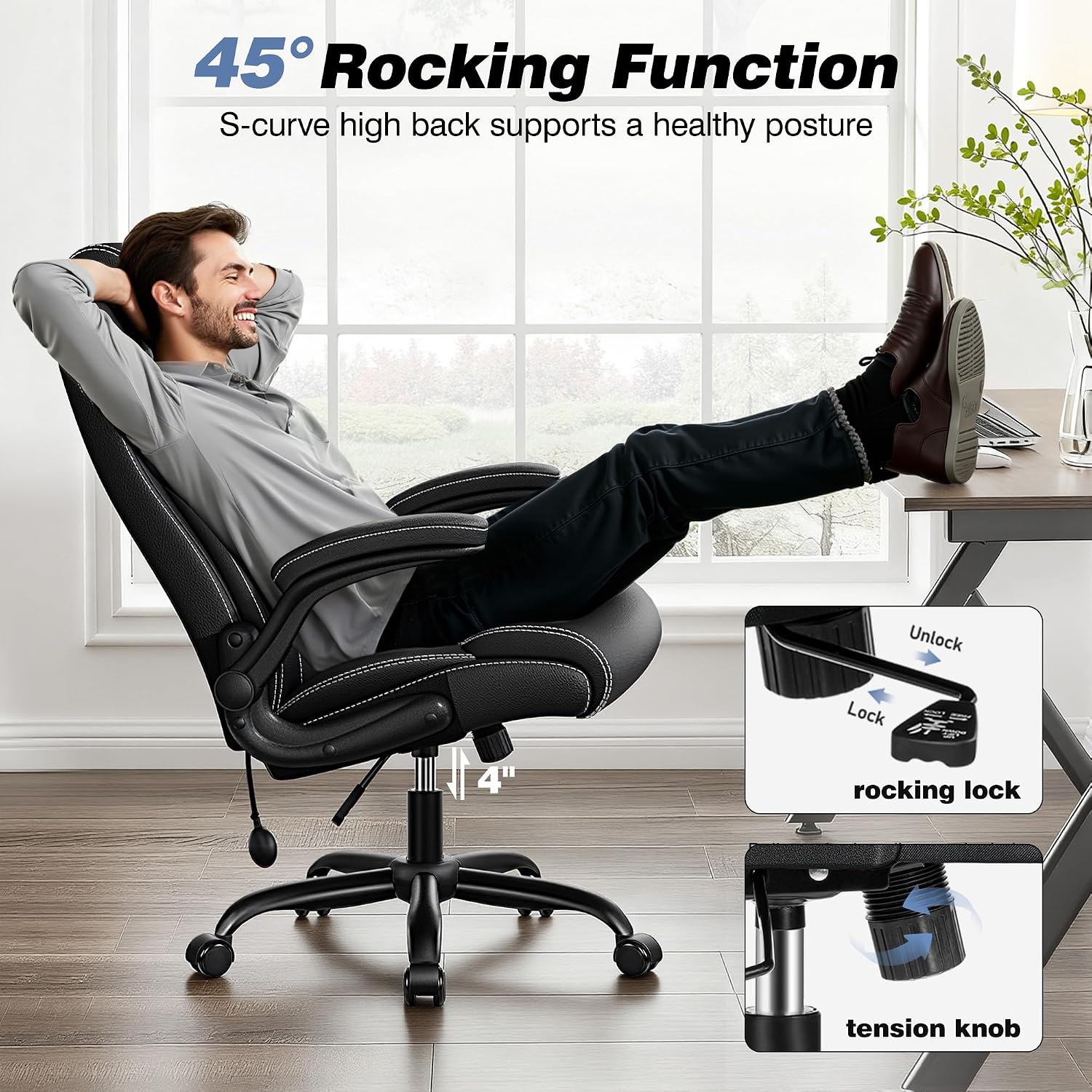 Ergonomic Office Chair, Desk Chair With Adjustable Lumbar Support