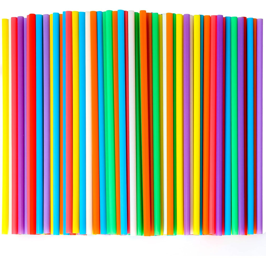500 Pcs Colorful Disposable Drinking Plastic Straws.(0.23'' Diameter And 8.26" Long)-8 Colors