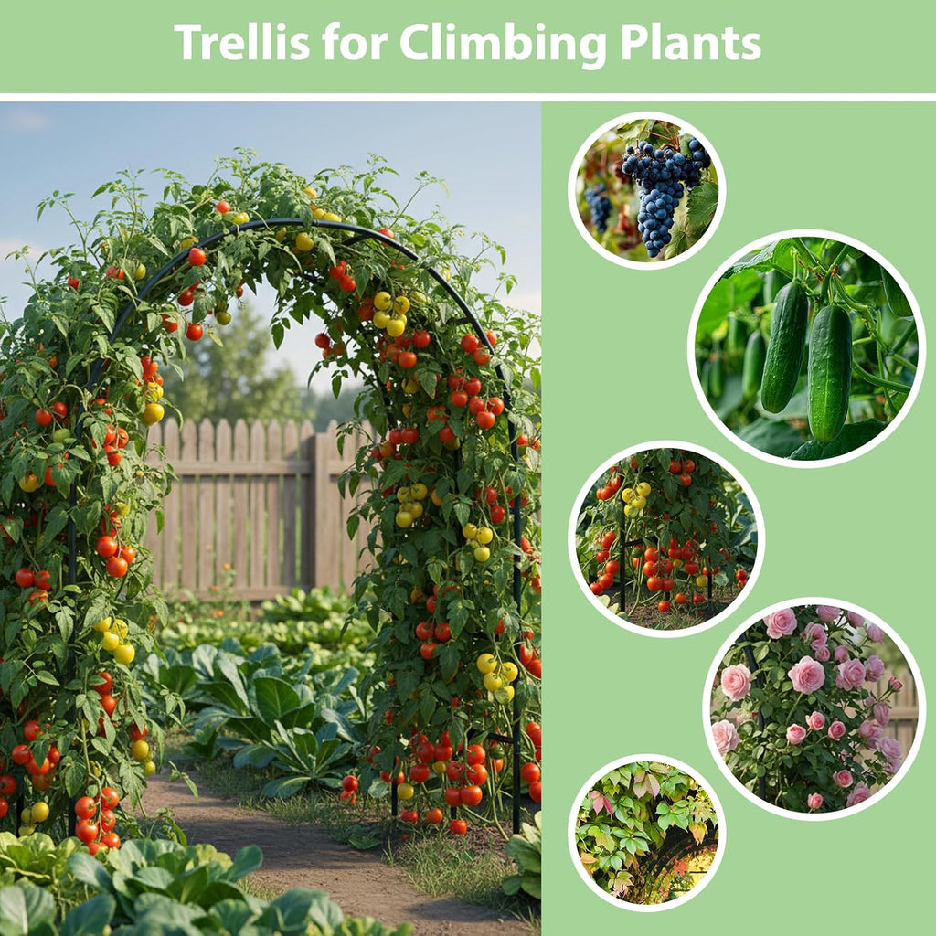 Rubfac 7.8Ft Garden Arch, Metal Trellis For Climbing Plants Outdoor | Dark Green Garden Arbors, Archway Frame For Flower Vines, Backyard Fall Decor, Halloween Christmas Decorations