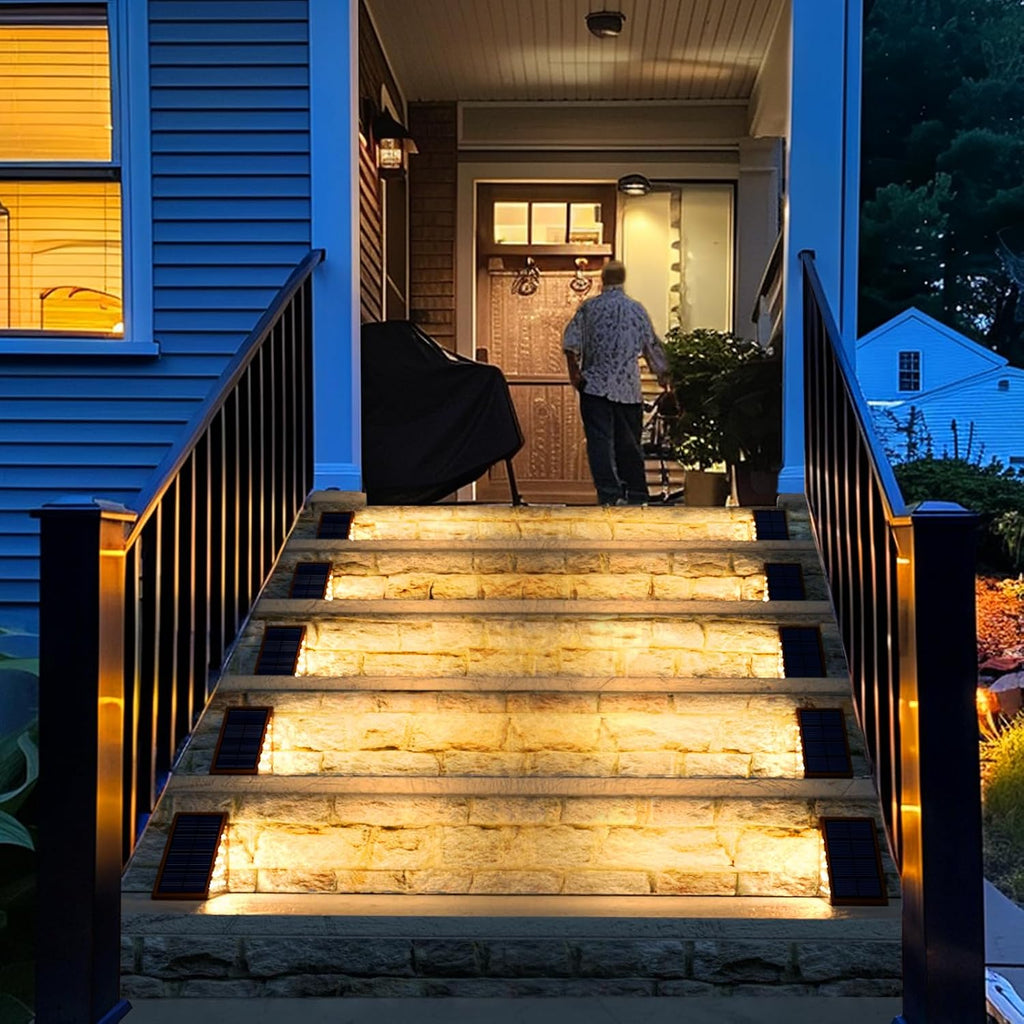 Jofios Solar Step Lights For Outside, 12Pack Solar Stair Lights Outdoor Waterproof Ip67, Deck Step Lights, Outdoor Light Decor For Staircase, Patio, Front Step, Pathway, Front Porch(Warm Brown)