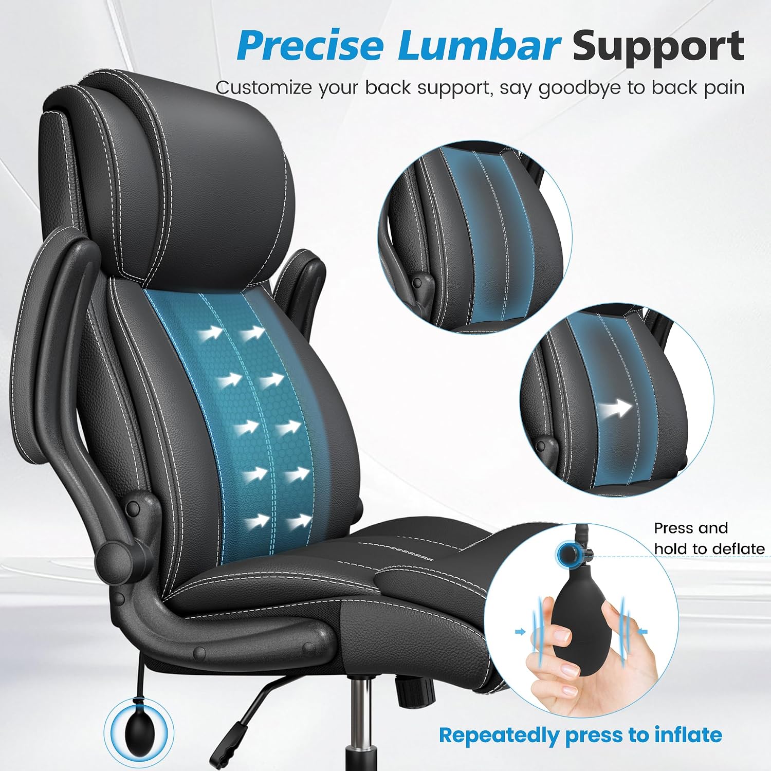 Ergonomic Office Chair, High Back Executive Leather Desk Chair