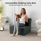 Filuxe Folding Sofa Bed | Convertible Sleeper Chair Bed For Adults, Fold Out Chair To Bed Linen Futon Chair With Pillow, For Home Dorm Apartment Rv Living Room, Single Size Dark Gray