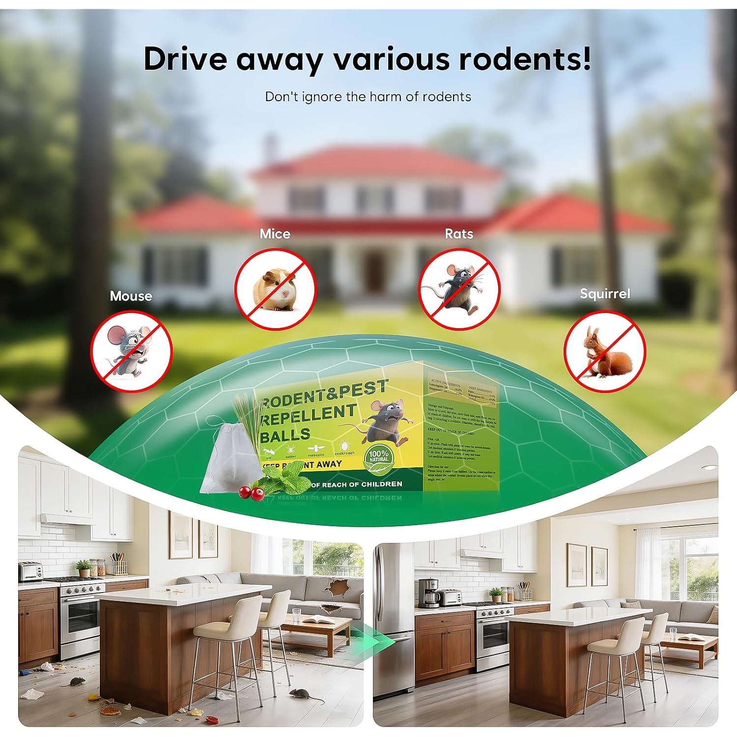 36 Pack Peppermint Rodent Repellent - Portable Mouse Repellent For Indoor & Outdoor Use, Long-Lasting Safe Mice Repellent, Natural Effective Mouse Repellent Pouches For Home/Garage/Garden (36)