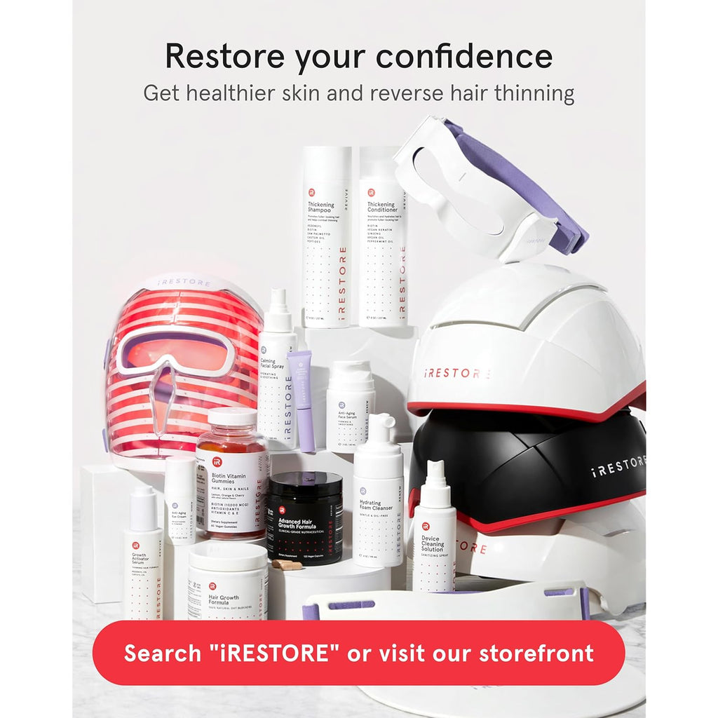 iRestore Professional Laser Red Light Therapy for Hair Growth System - FDA Cleared Hair Loss, Hair Thinning & Alopecia Treatment for Men & Women - 282 Lasers & LEDs