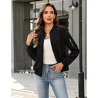 Hotouch Women Casual Jacket Lightweight Long Sleeve Zip Up Coat Trendy Work Clothes With Pockets