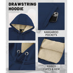 Men'S Sherpa Fleece Lined Hoodie Thick Pullover Hooded Winter Warm Casual Athletic Sweatshirt With Kangaroo Pocket