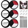 3 Set Black White Red Face Body Paint,3 Colors Clown Makeup Kit With Sponge And Brush,Joker Face Body Paint For Halloween Cosplay,Special Effect Makeup And Costume-Themed Party