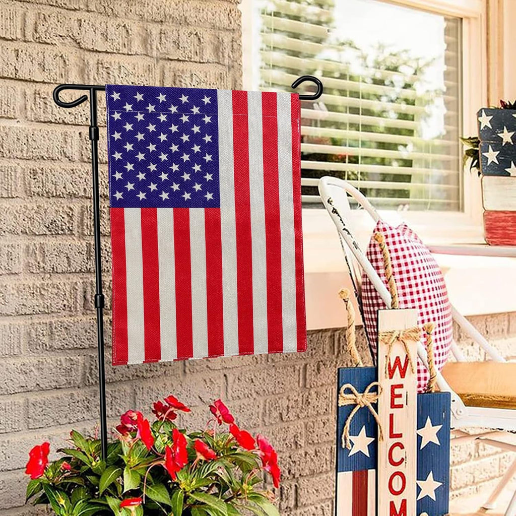 American Garden Flag Small American Flag Double Sided 12×18 Inch Weatherproof Patriotic Usa Garden Flags Outside Thick Burlap Stars And Stripes Flags For Outdoor Yard Patio Lawn Decor