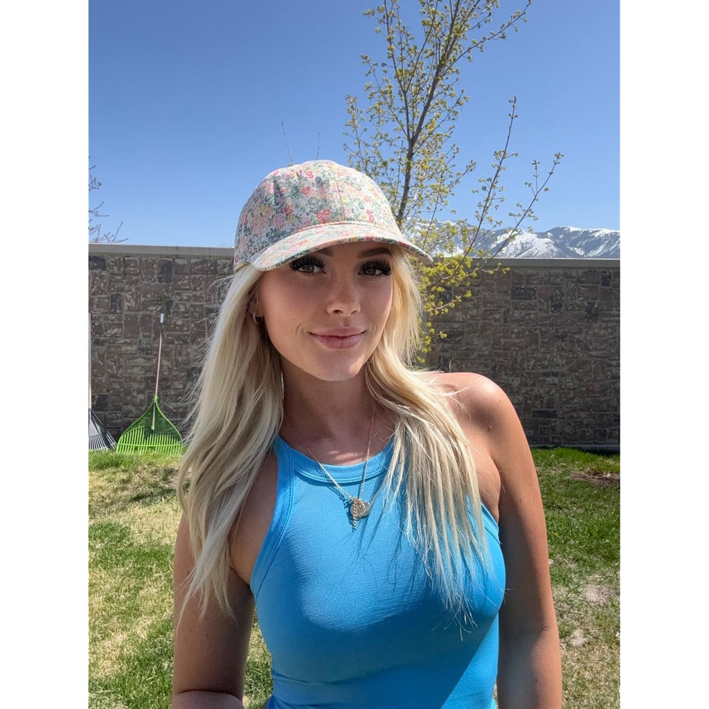 Floral Baseball Cap Cotton Dad Hat Adjustable Print Ball Cap for Women