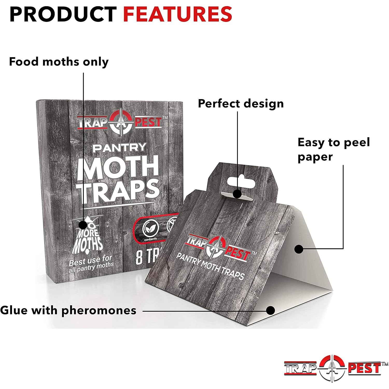 8 Pack Pantry Moth Traps- Safe And Effective For Food And Cupboard- Glue Traps With Pheromones And Anti Bacterial For Pantry Moths