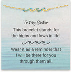 STORYJEWELLERY Sister Gifts, Sister Bracelet, Birthday Gifts for Sisters, Wave Bracelet, Cross Bracelets, Christian Jewelry