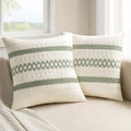 Miulee Set Of 2 Sage Green Boho Decorative Pillow Covers 18X18 Inch | Farmhouse Couch Throw Pillows Modern Summer Cotton Cushion Covers Macrame Woven Spring Decor For Bed Sofa Chair
