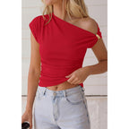 Prettygarden Womens Summer Off The Shoulder Crop Tops Ribbed Going Out Fitting T Shirts Trendy Spring Y2K Clothes 2026