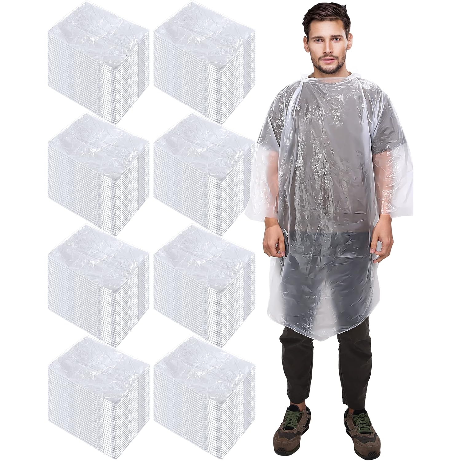 Jagely 120 Pack Disposable Rain Poncho For Adult Family Bulk Wedding Homeless Gift Emergency Travel Hooded Outdoor Raincoat