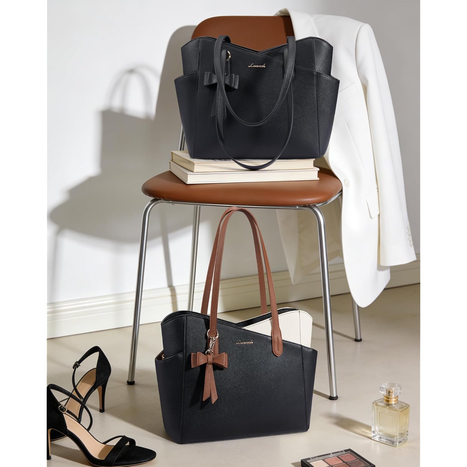 LOVEVOOK Small Tote Purse for Women, 2026 Structured PU Leather Handbags with Top Handle, Elegant Satchel Shoulder Bag