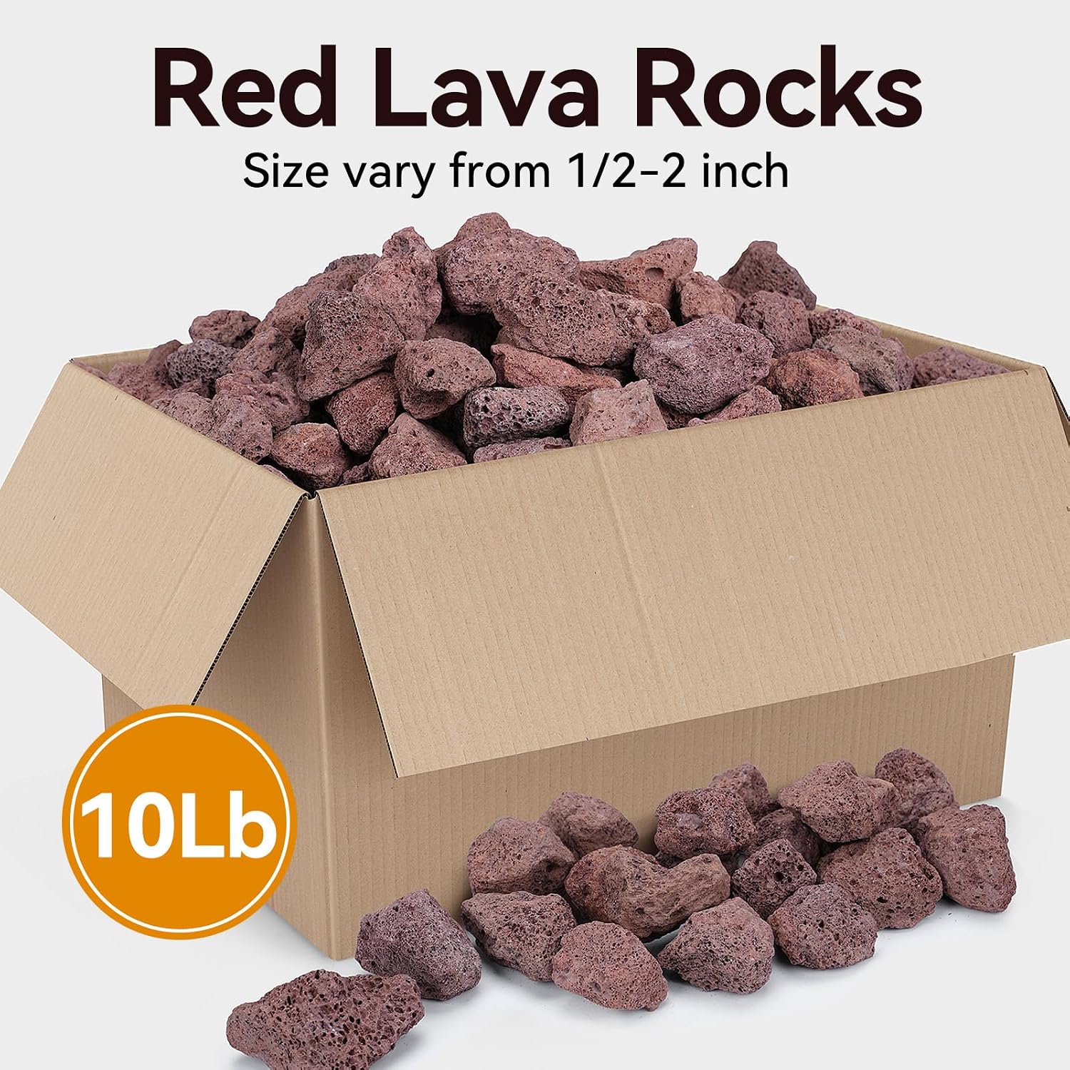 10Lbs Lava Rocks For Fire Pit, 1/2"-2" Red Lava Rocks For Gas Grill | Lava Rock For Gas Fireplace, Lava Stone For Fire Tables, Garden Landscaping Decoration, Indoor And Outdoor Use