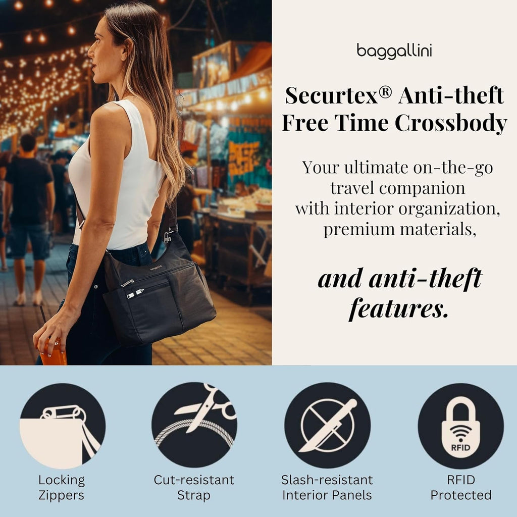 Baggallini Women's Securtex Anti-theft Free Time Crossbody Bag | Securtex, Anti-Theft