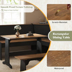 Amerlife 3-Piece Breakfast Nook Dining Set With Storage, Black Oak | L-Shaped Corner Bench, Hidden Storage, Compact Dining Set For Small Spaces, Kitchen Dining Room Furniture