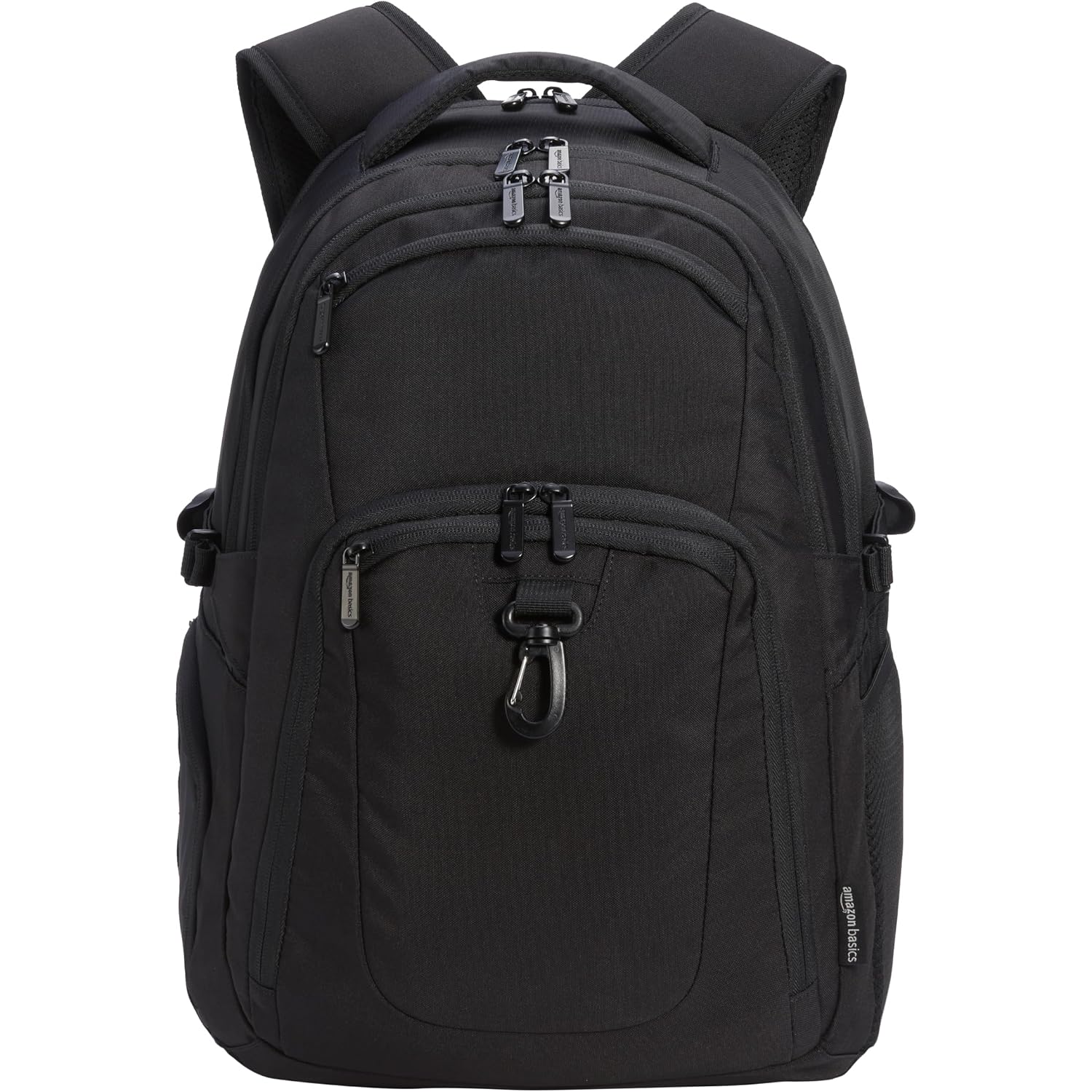 Amazon Basics Travel Laptop Backpack With Multiple Pockets And Compartments For 17 In / 43.1 Cm Laptop, Water Resistant, Spacious With Padded Shoulder Straps, Black