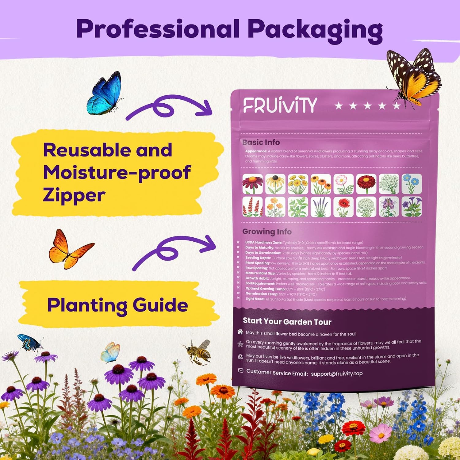 200,000+ Wildflower Seeds Bulk (4Oz) – 16 Varieties Perennial & Annual Mix, Attract Bees, Butterflies & Hummingbirds, High Germination For Outdoor Pollinator Garden, Unique Gift For Mother, Women, Mom