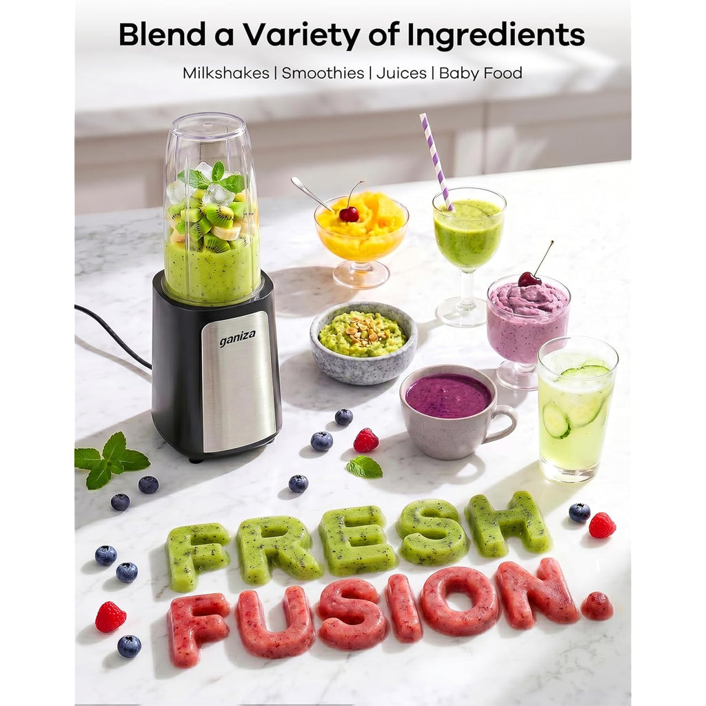 Ganiza Blender For Smoothies, 14Pcs Personal Blender For Shake And Smoothies For Kitchen With 3 Portable Cups (1X24Oz & 2X17Oz), Single Serve Smoothie Maker, Nutritious Recipe