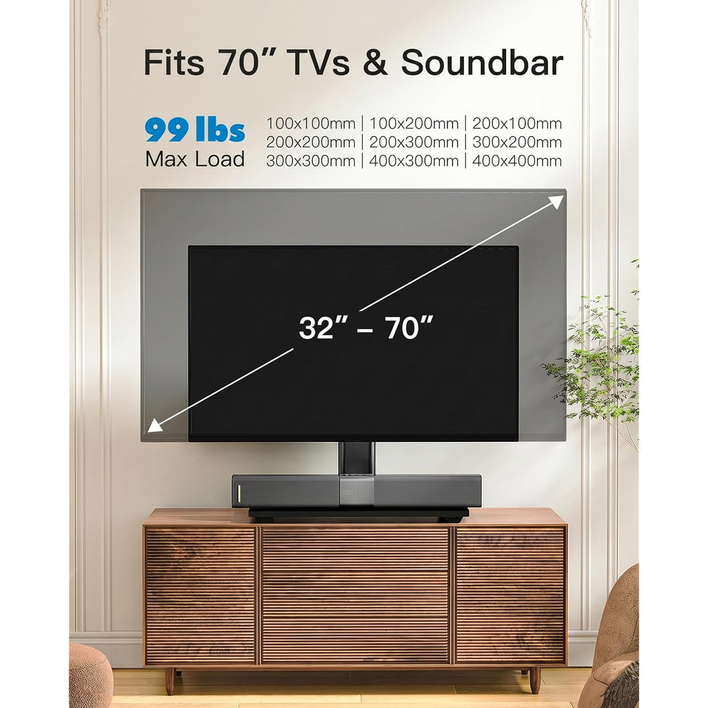 PERLESMITH Universal TV Stand Legs for 32-70 inch TVs, Table Top TV Stand up to 99 lbs, Height Adjustable Television TV Mount, Universal TV Base for Livingroom & Bedroom, VESA 400x400mm PSTVS04-N2