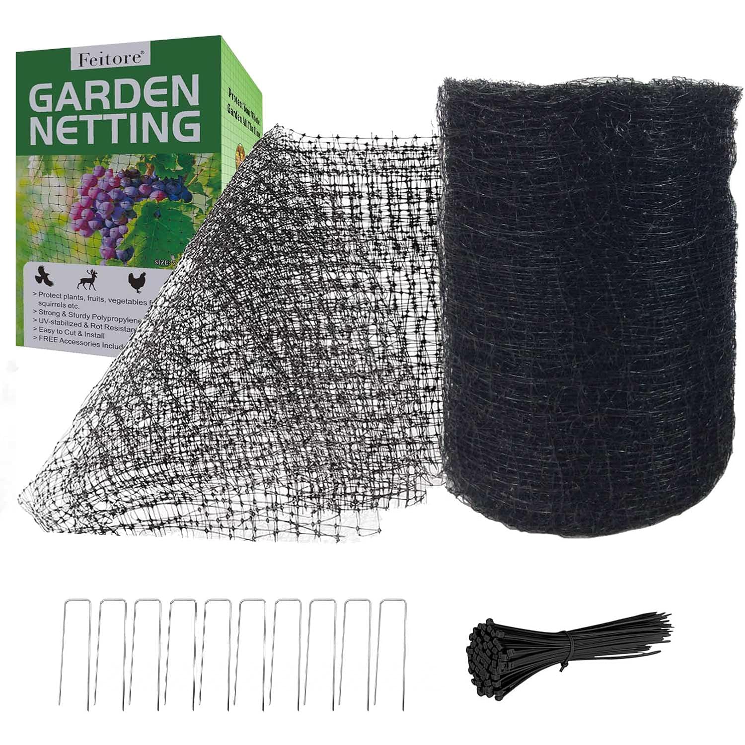 Feitore Deer Fence Netting, 7 X 100 Feet Anti Bird Deer Protection Net Reusable Protective Garden Netting For Plants Fruit Trees Vegetables Against Birds And Other Animals