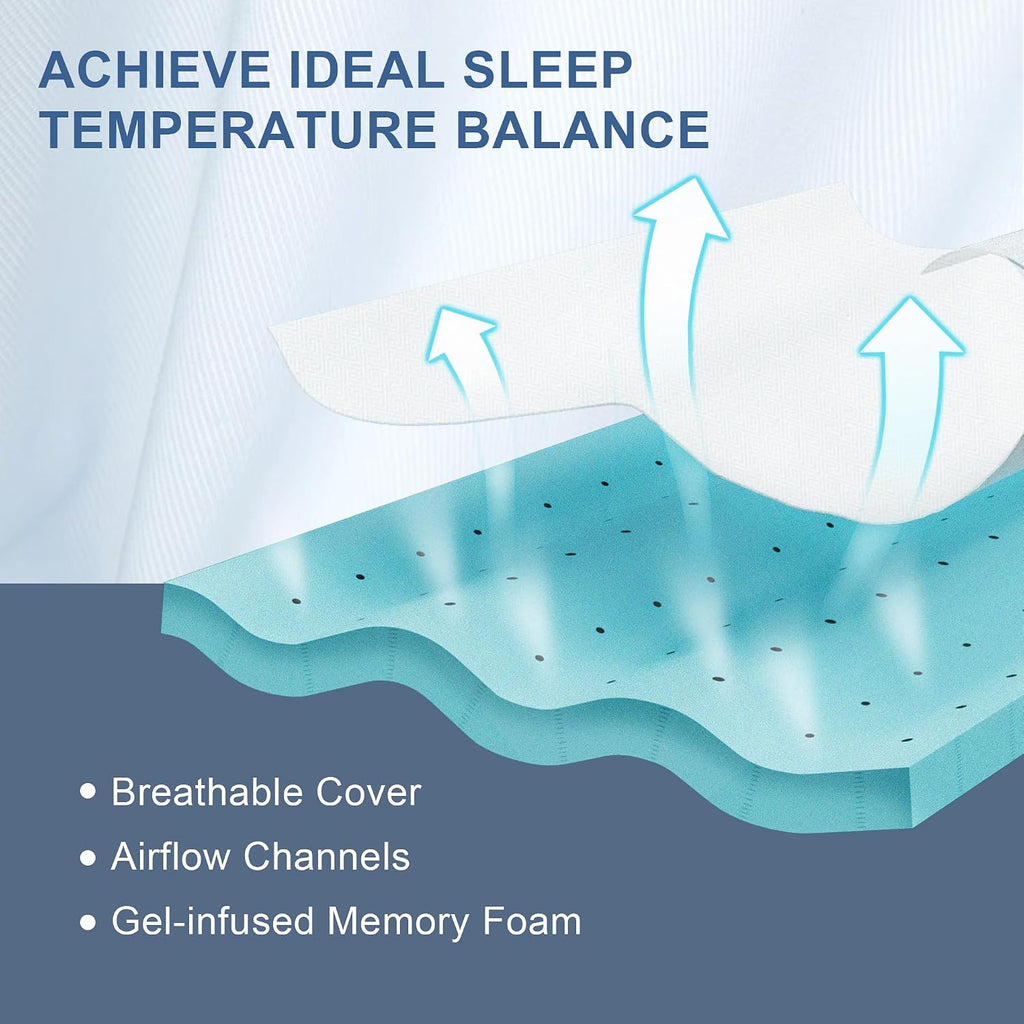 3 Inch Memory Foam Mattress Topper Queen, Memory Foam Pad With Removable & Washable Cover, Bed Topper For Back Pain, Non-Slip Ventilated Design, Queen Size