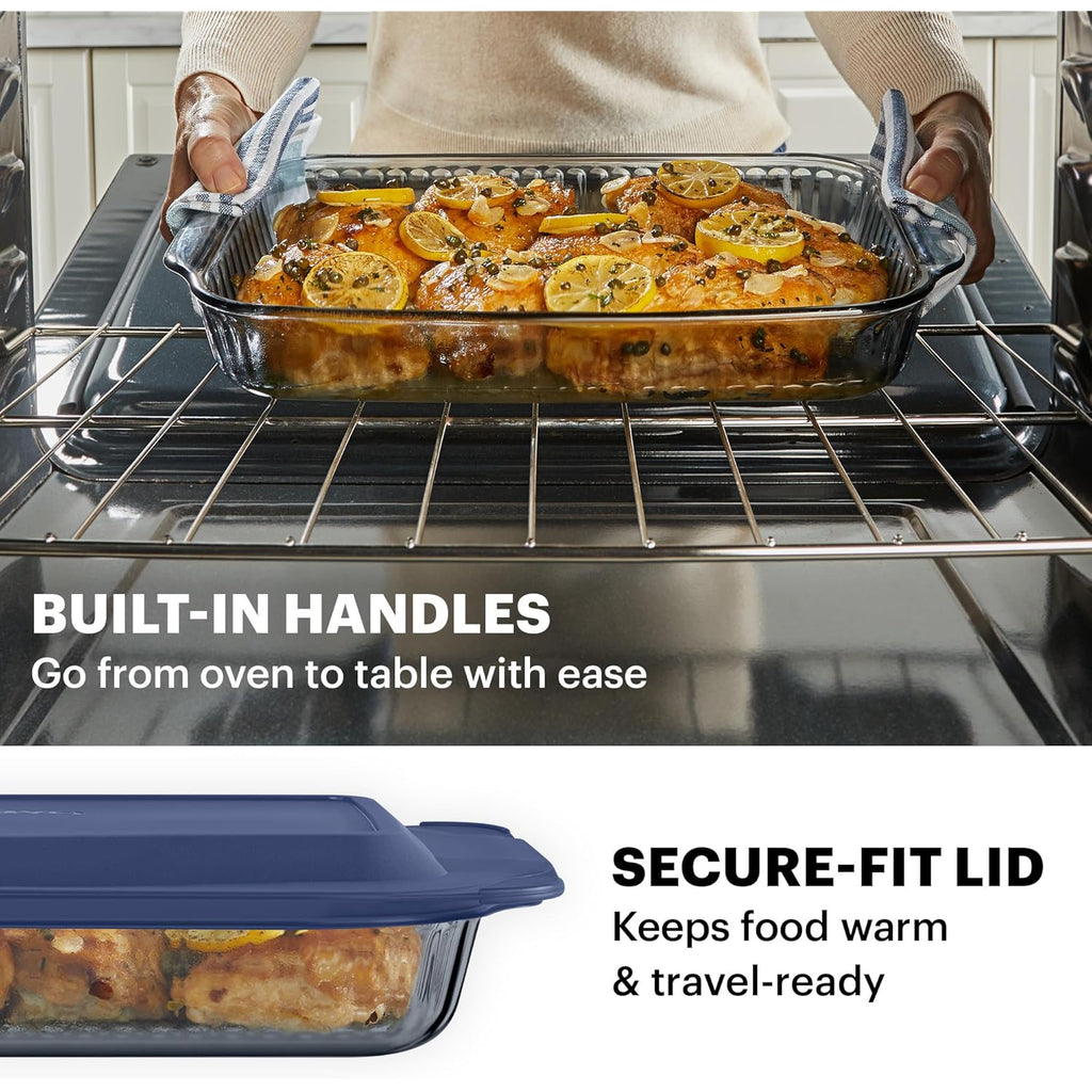 Pyrex Colors Tinted (9x13) Glass Baking Dish with BPA-Free Lid, Oblong Bakeware Glass Pan For Casserole & Lasagna, Dishwasher, Freezer, Microwave and Pre-Heated Oven Safe, Smoke