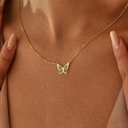 14K Gold Plated Dainty Pendant Butterfly Bead Boot Bee Baseball Flower Compass Airplane Heart Hummingbird Tree Necklace Simple Jewelry Gift for Women