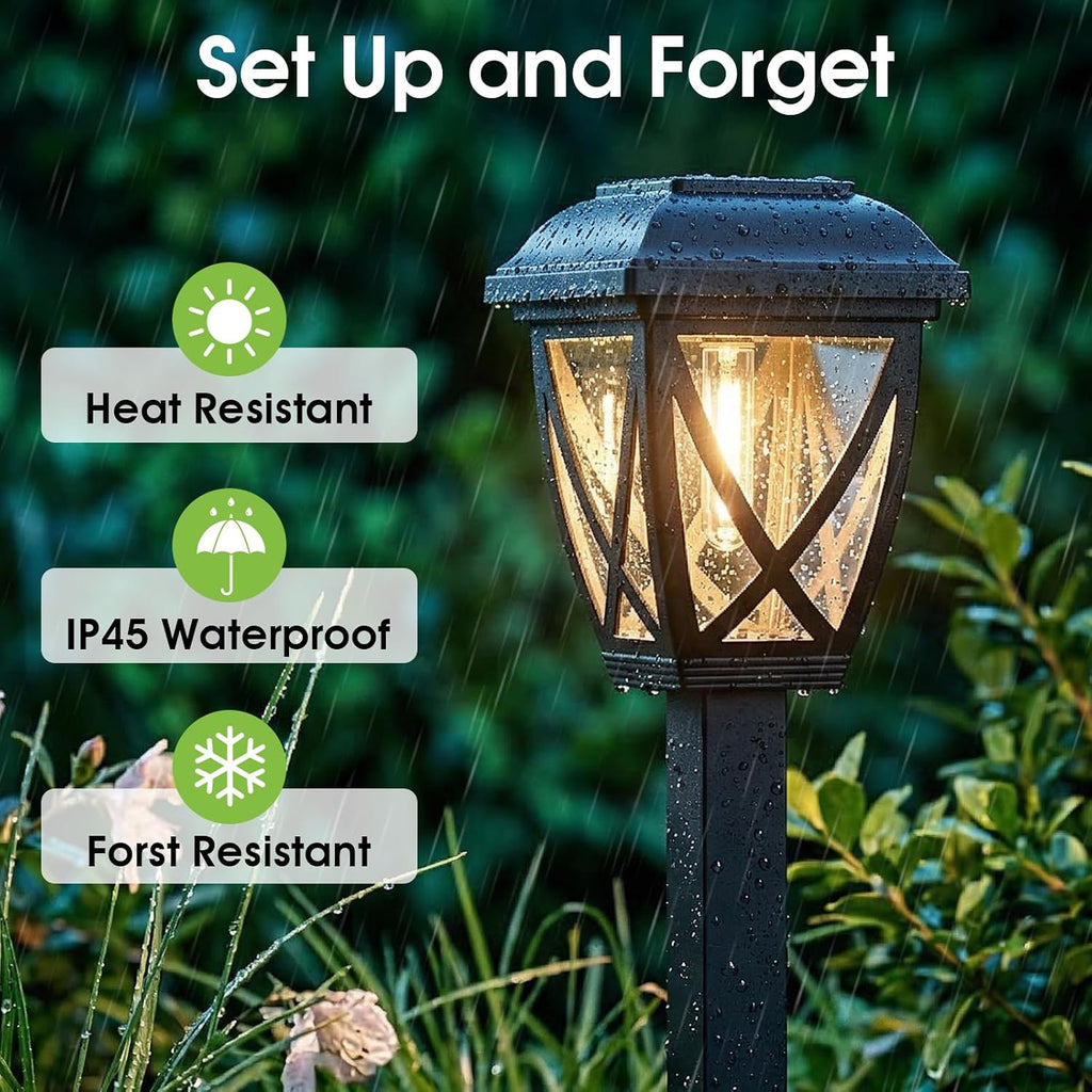 Solar Pathway Lights Outdoor 10 Pack, Auto On/Off Waterproof Solar Garden Lights, Energy Saving Led Landscape Outside Lights For Yard, Walkway, Patio & Driveway Decor