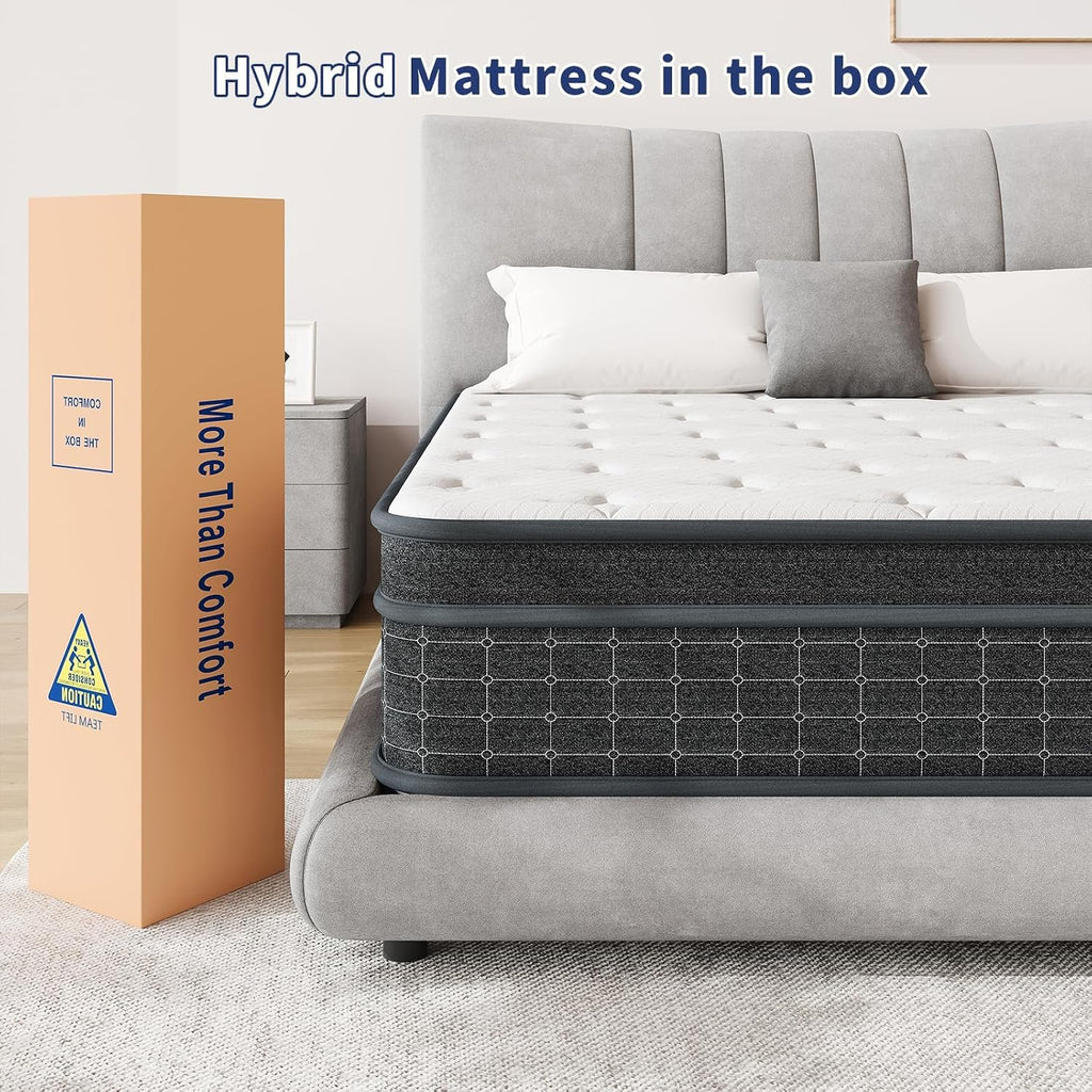 Queen Mattress, 12 Inch Queen Size Mattresses In A Box, Individually Wrapped Pocket Coils For Isolate Motion,Pressure Relief, Certipur-Us Certified, Support Comfort & Medium Firm