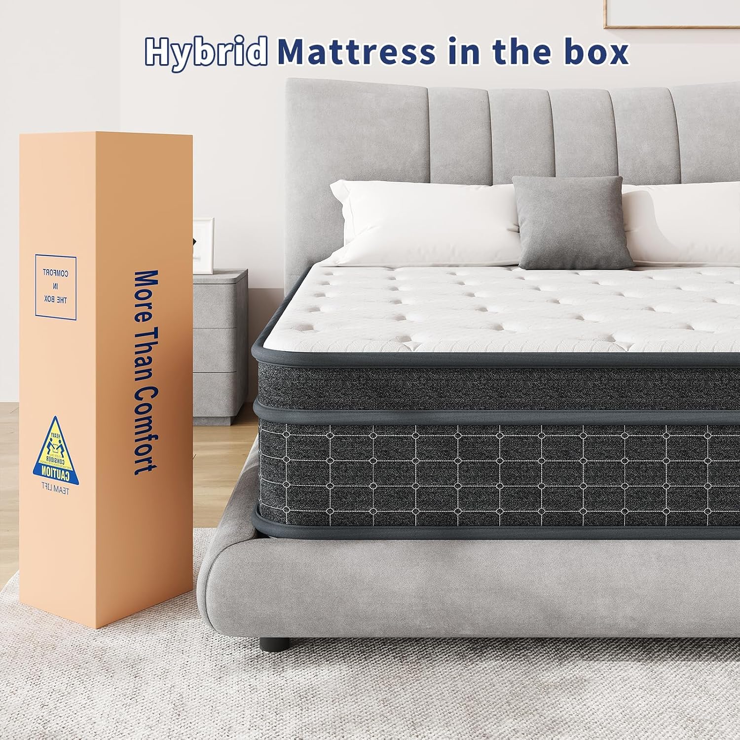 Queen Mattress, 12 Inch Queen Size Mattresses In A Box, Individually Wrapped Pocket Coils For Isolate Motion,Pressure Relief, Certipur-Us Certified, Support Comfort & Medium Firm