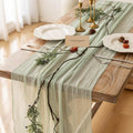 Keketoarrange Sage Green Table Runner Cheesecloth 120 Inch 10 FT Rustic Boho Cheese Cloth Table Runner for Wedding Baby Shower Bridal Shower Sheer Gauze Centerpiece Spring Summer Home Decorations