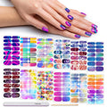 12 Sheets Nail Polish Strips Self Adhesive Gel Nail Stickers Full Nail Wraps for Women Girl Graffiti Gradient Starry Sky Nails Design Gel Strips Manicure Nail Art Accessories
