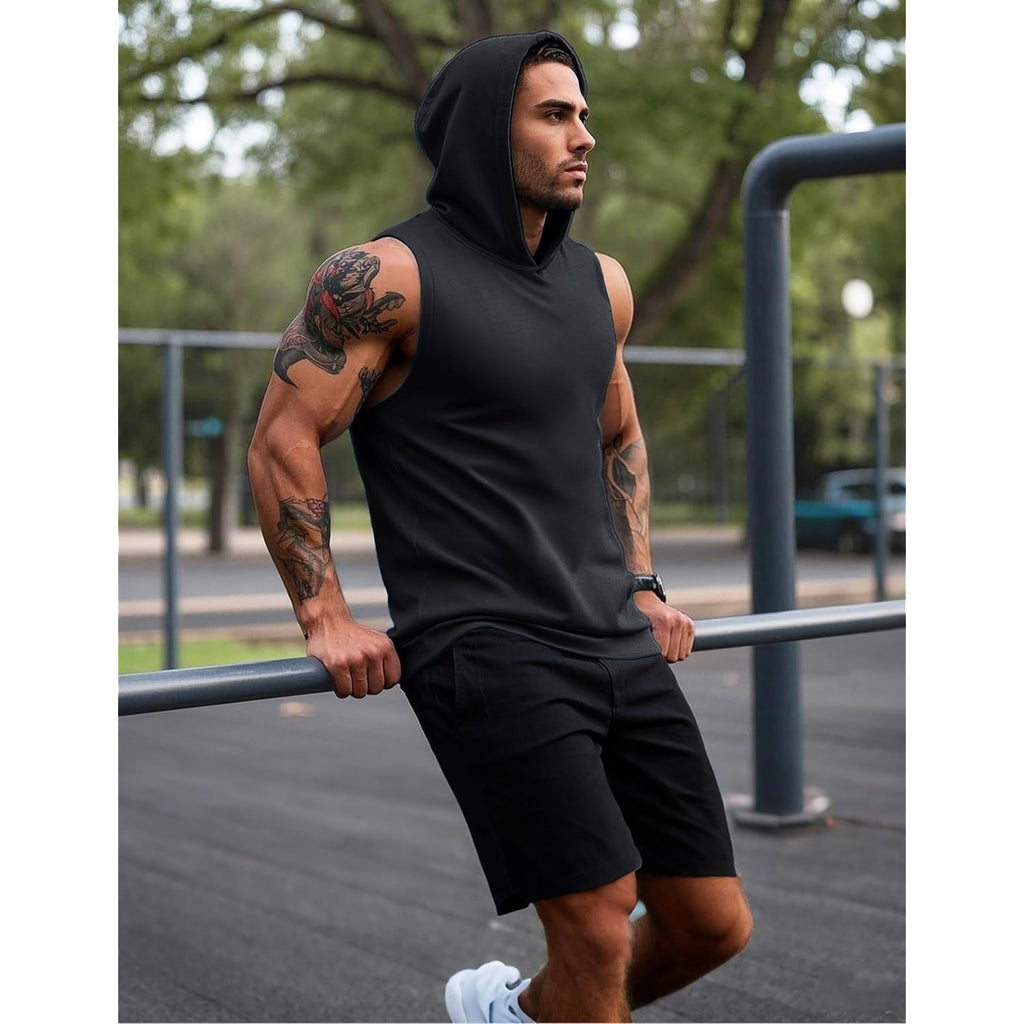 Magcomsen Mens Tank Top Sleeveless Hoodie Cotton T-Shirt Summer Casual Shirt Muscle Tee