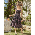 Scarlet Darkness Women 2026 Floral Corset Dress Summer Milkmaid Sundress | Cutout Waist, Smocked Back, Pockets, For Casual, Wedding Guest, Tea Party, Vacation