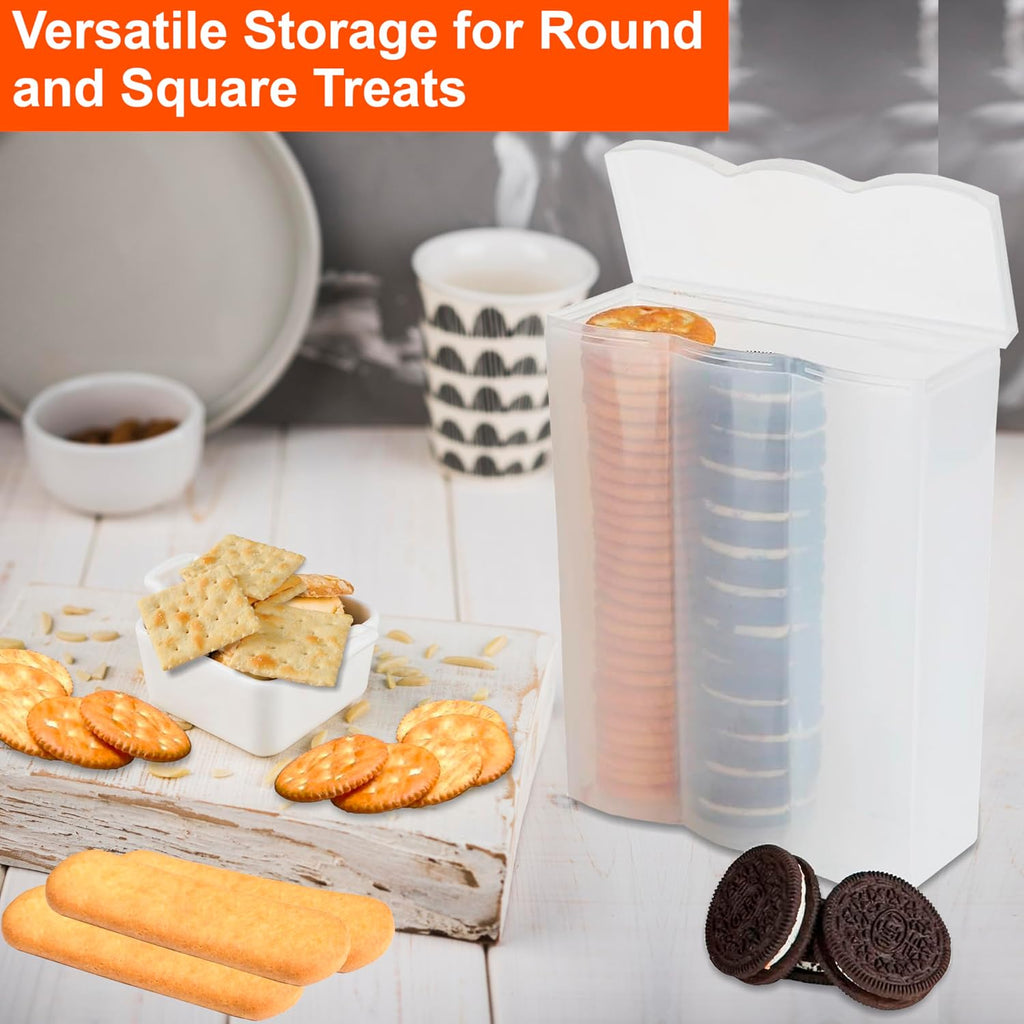 Home-X Convenient Cracker & Cookie Keeper - Airtight Storage Containers Perfect For Preserving Freshness - Saltine Cracker & Cookie Keeper - Crush-Proof Round & Square - 3 Rows