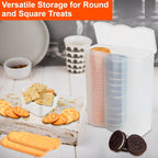 Home-X Convenient Cracker & Cookie Keeper - Airtight Storage Containers Perfect For Preserving Freshness - Saltine Cracker & Cookie Keeper - Crush-Proof Round & Square - 3 Rows