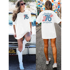 1776 Shirts for Women USA Shirt American Flag T-Shirt 4th of July Patriotic Tee Shirts Red White and Blue Tops White