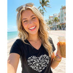 JILUVIN Womens T Shirt Graphic Tees Summer V Neck Short Sleeve Basic Tunic Top 2026 Z-black Heart Pattern