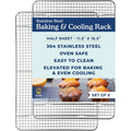 Oven-Safe, Dishwasher-Safe 100% Stainless Steel Cooling And Baking Rack Set Heavy Duty Tight-Wire - 11.5 X 16.5-Inch - Set Of 2 - Half Sheet Pan Cooling Racks
